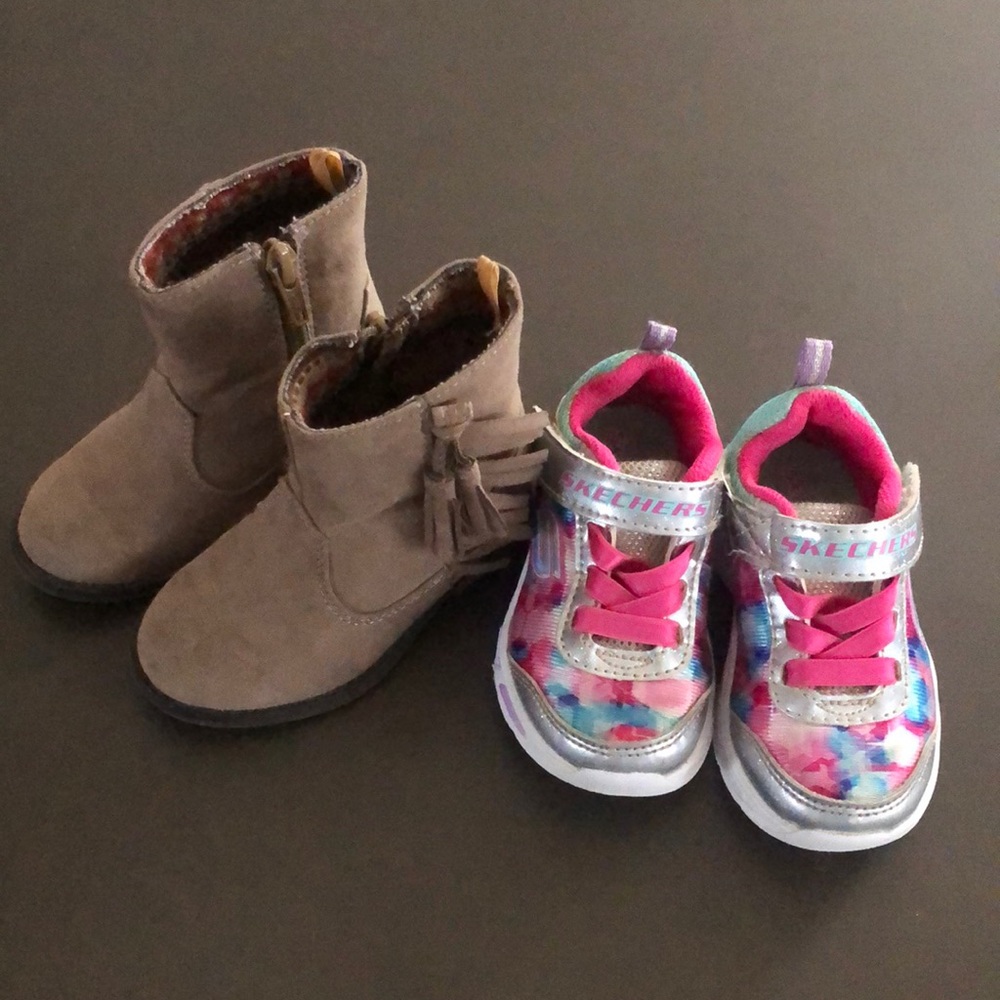 Sketchers light up sneakers and koala kids boots